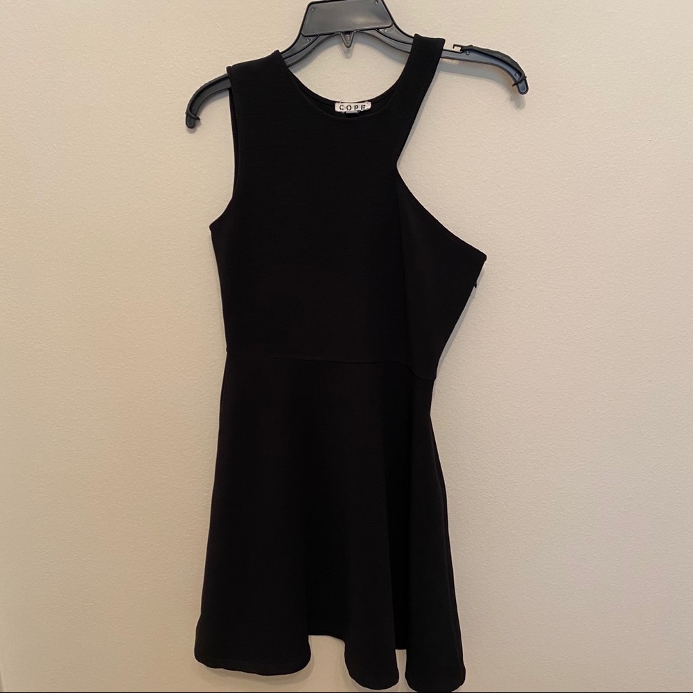 Black Asymmetric-Neck Dress